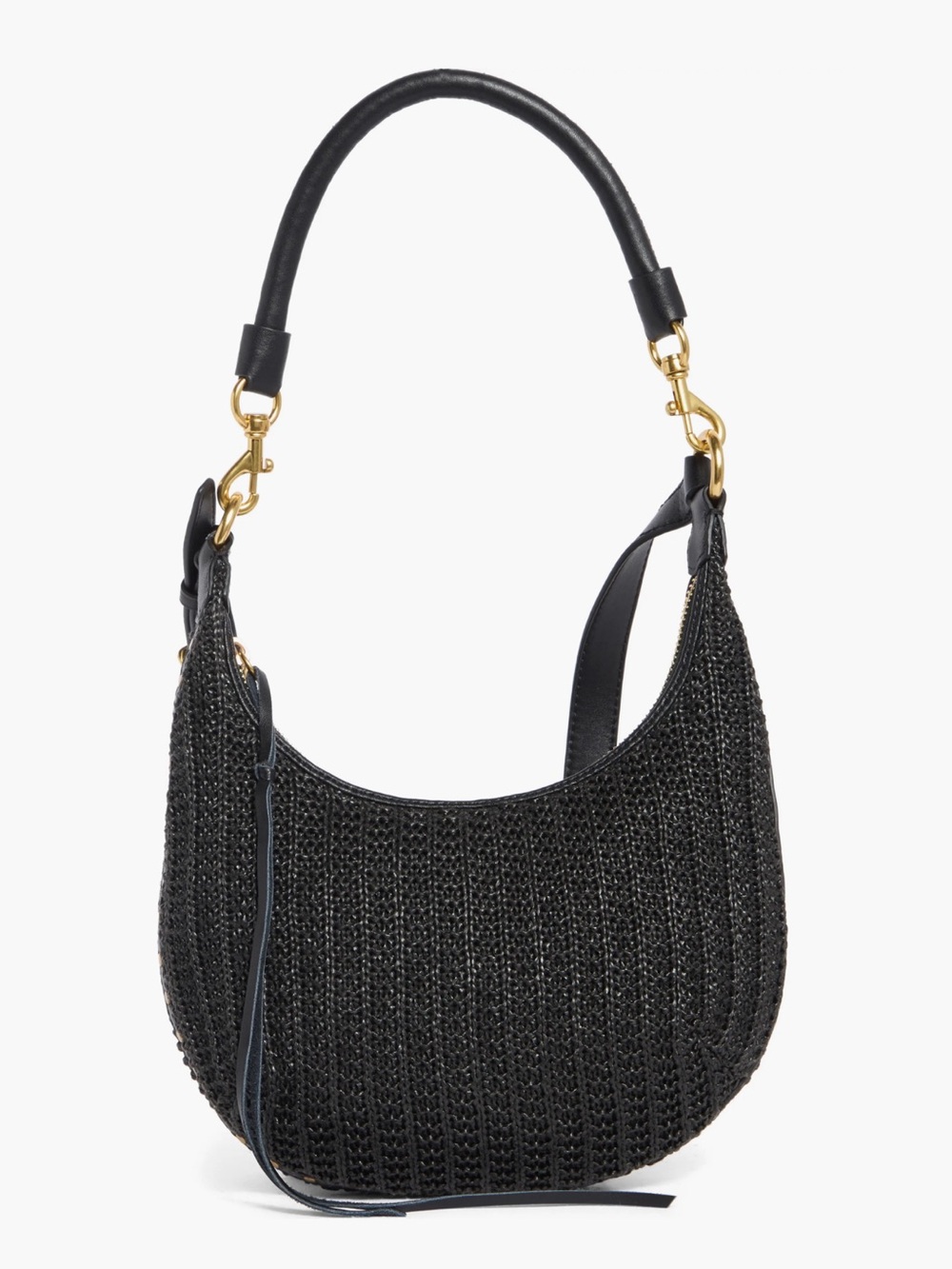 Rebecca Minkoff Black Woven Darren Crescent Crossbody Bag